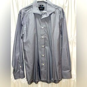 Awearness Kenneth Cole gray plaid dress shirt 16 1/2 34/35 slim fit
